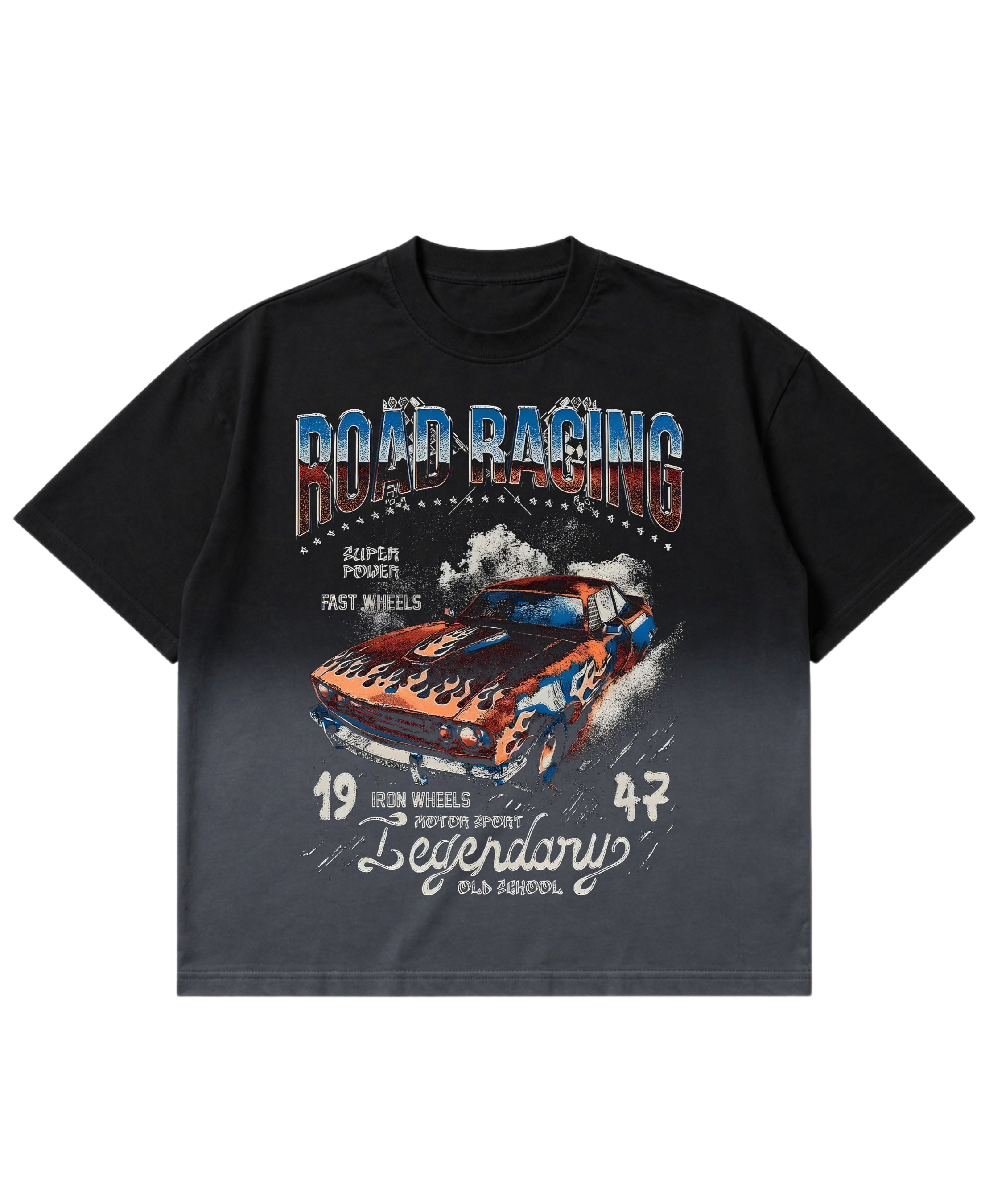 Black Ombré Wash Boxy Fit T-shirt Front Design